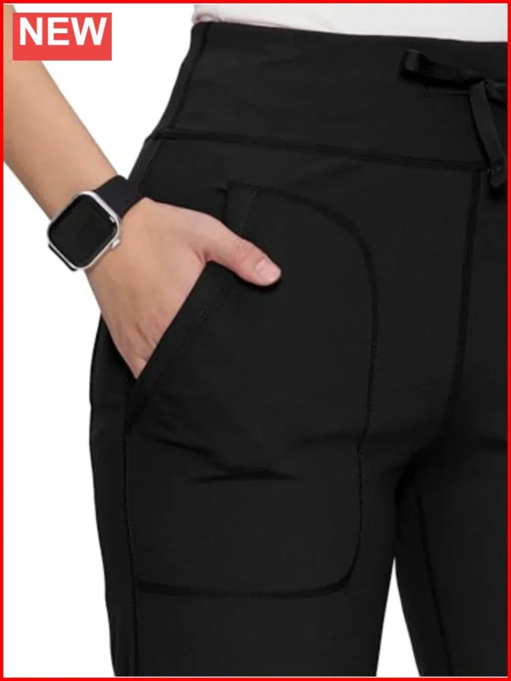 Mid Rise Straight Leg Cargo Pants with Drawstring, 5 Pockets